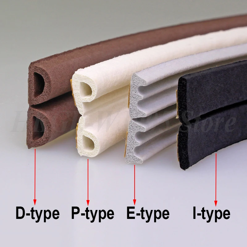 1-20 Meters E-type Self Adhesive Foam Sealing Strip EPDM Rubber Foam Sealing Strip Waterproof, Dustproof, Soundproof Seal Strip
