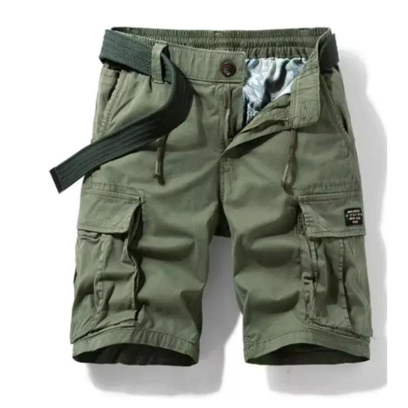 Men Summer New Multi Pockets Cotton Cargo Shorts Men Fashion Solid Quick Dry Joggers Shorts Pants Outdoor Breathable Shorts