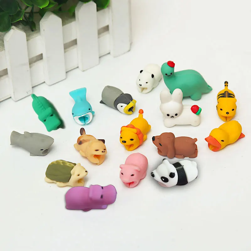 Data cable protective cover cartoon cable winder soft glue biting device charging cable animal glue