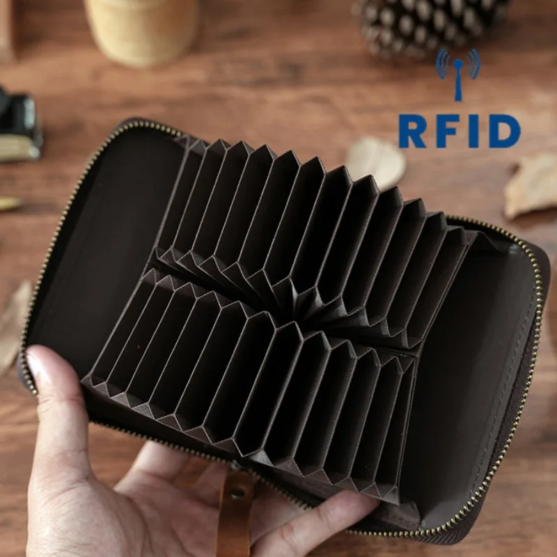 Top Quality Business Card Holder Wallet Women/men Bank/ID/Credit Card Holder 24 Bits Card Wallet 2025 Genuine Leather Coin Purse