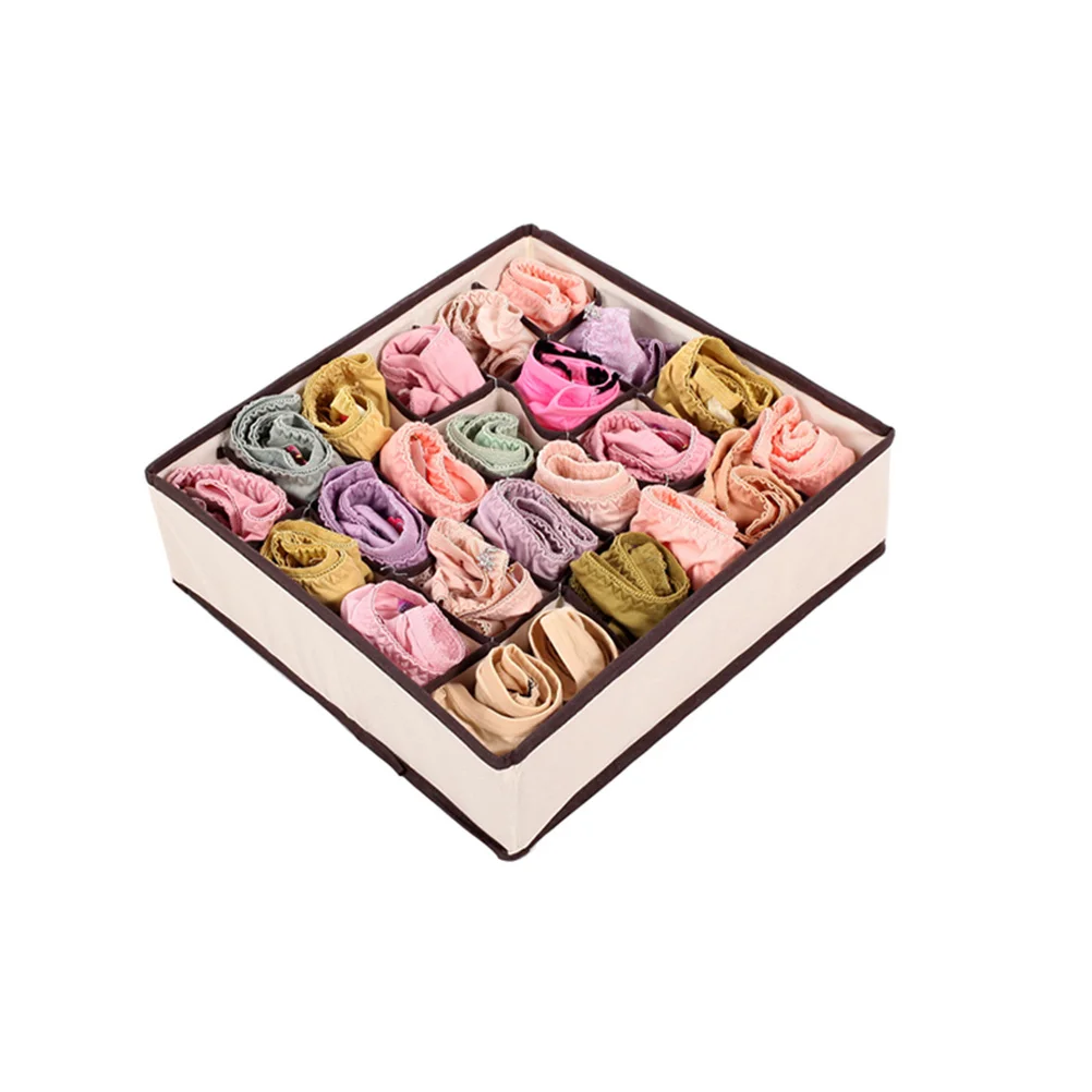

3pcs Underwear Storage Box 24-Compartment Non-Woven Drawer Organizer For Socks Bras Panties Linen Divider Container Sock Storage