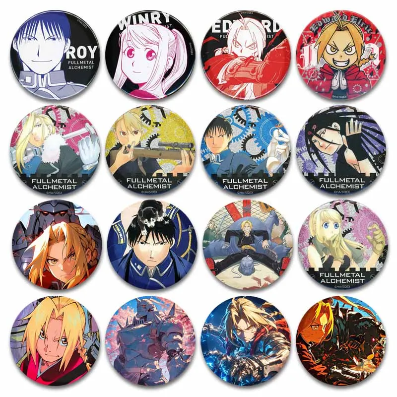 Fullmetal Alchemist Anime Icon Button Pins Tinplate Brooches on Backpacks Clothes Edward Alphonse Badge Jewelry Accessories Gift