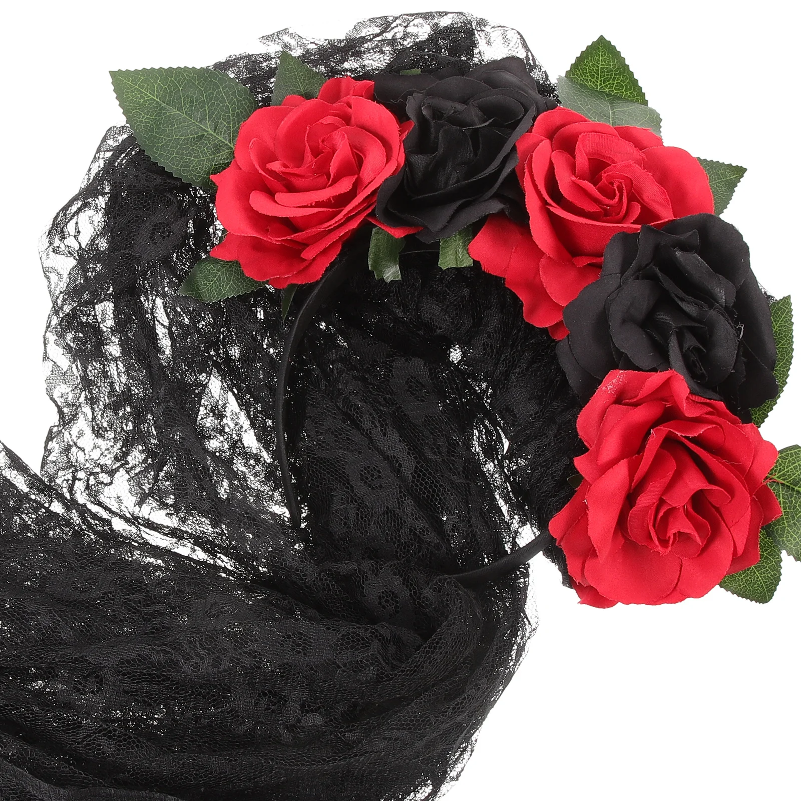 

Gothic Rose Headband Lace Veil Halloween Wedding Party Accessory Goth Accessories Day Of The Dead Mexican Headbands For Women