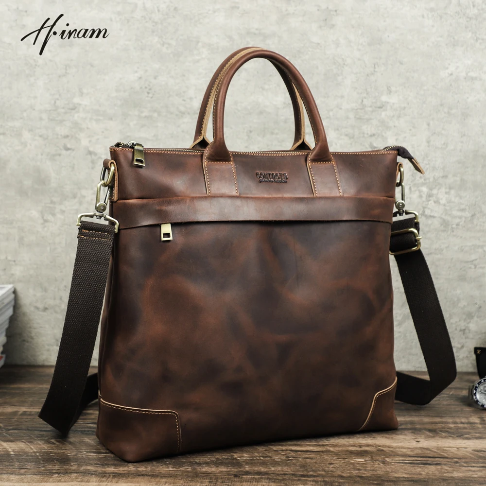 

Retro Fashion Crazy Horse Genuine Leather Travel Bag Man Weekend Travel High Capacity Tote Luggage Male Large Crossbody Handbags