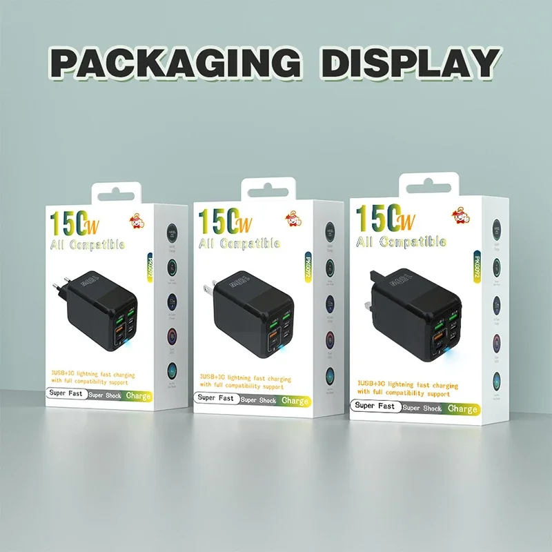 

150W Super Fast Charger High Speed Quick Charging 6-Port USBC PD TypeC QC3.0 For iPhone Huawei Wall Charger