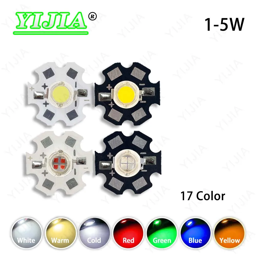 10Pcs 1W 3W 5W High Power LED Light Beads Warm Cool White Red Green Blue Full Spectrum Grow Chip COB With 20mm PCB Aquarium Lamp