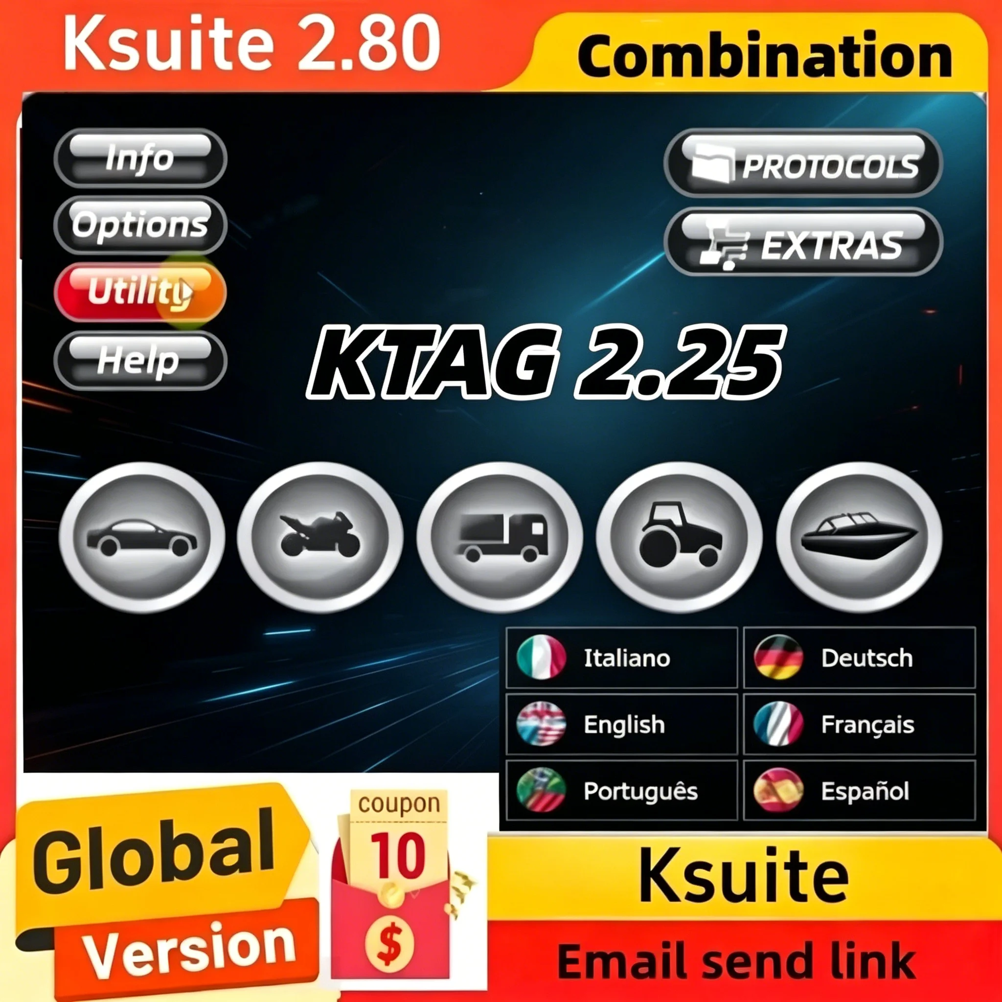 

Ktag 2.25 & Ksuite 2.80 Software for KESS V2 & V5.017 – RSA Error Fix, Unlock Tool for Car Truck Bike Tractor EU Online Version