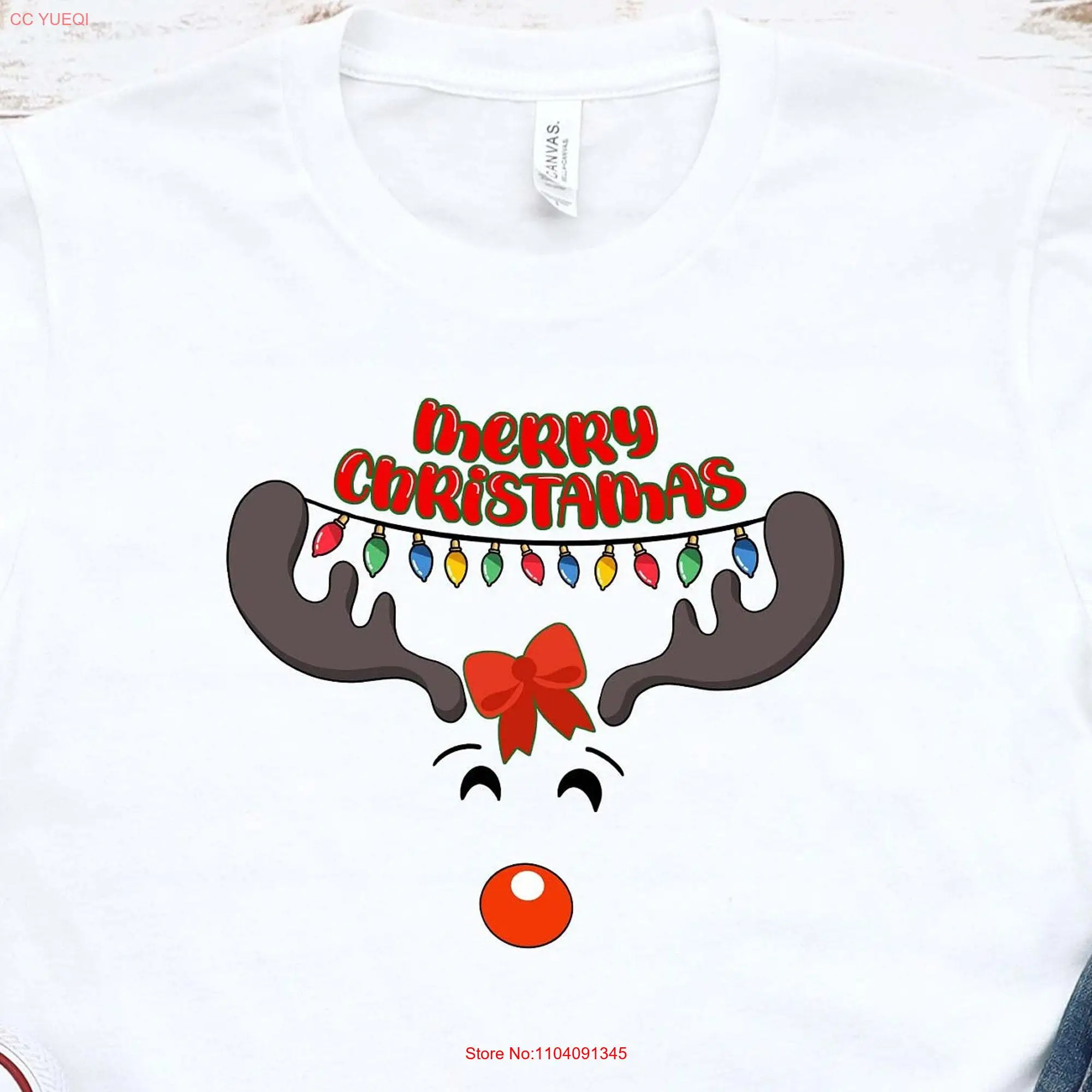 Camiseta de manga larga o corta de reno, Feliz Navidad, Feliz Año Nuevo, linda fiesta para su familia