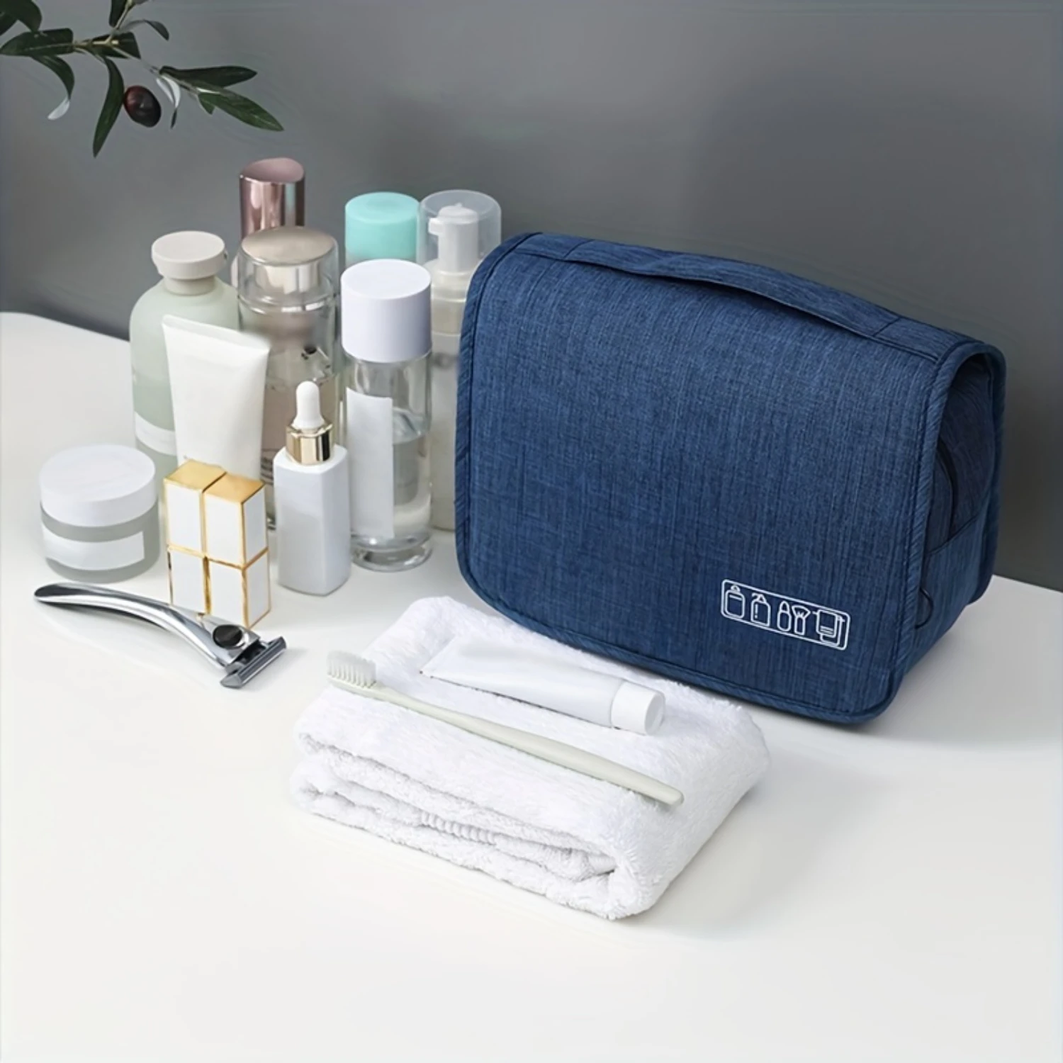 1pc Hanging Travel Toiletry Bag, Cosmetic And Bath Organizer Bag