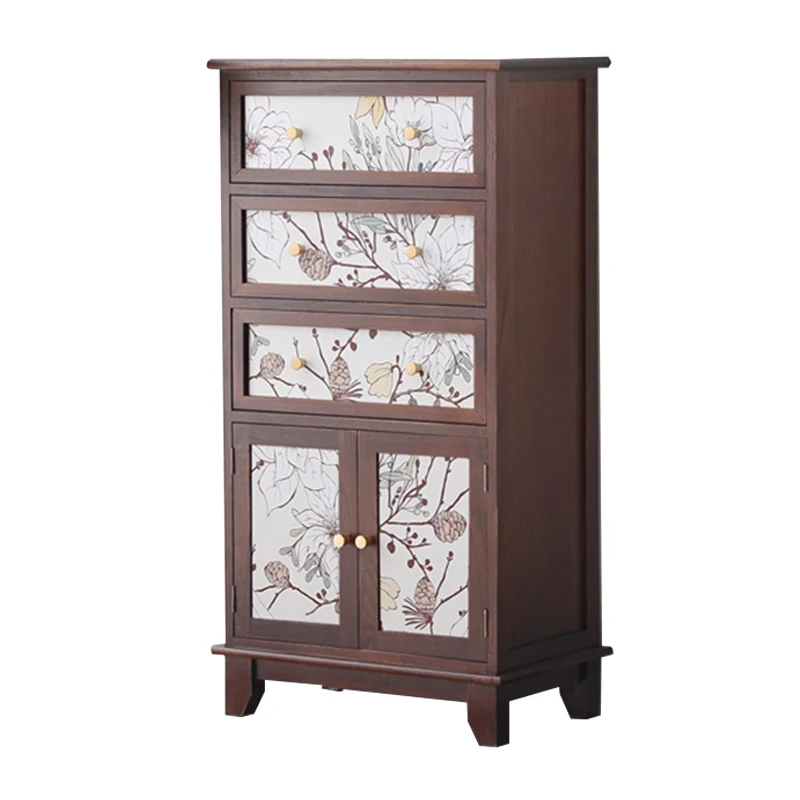 

American painted solid wood chest simple living room side cabinet against the wall storage cabinet