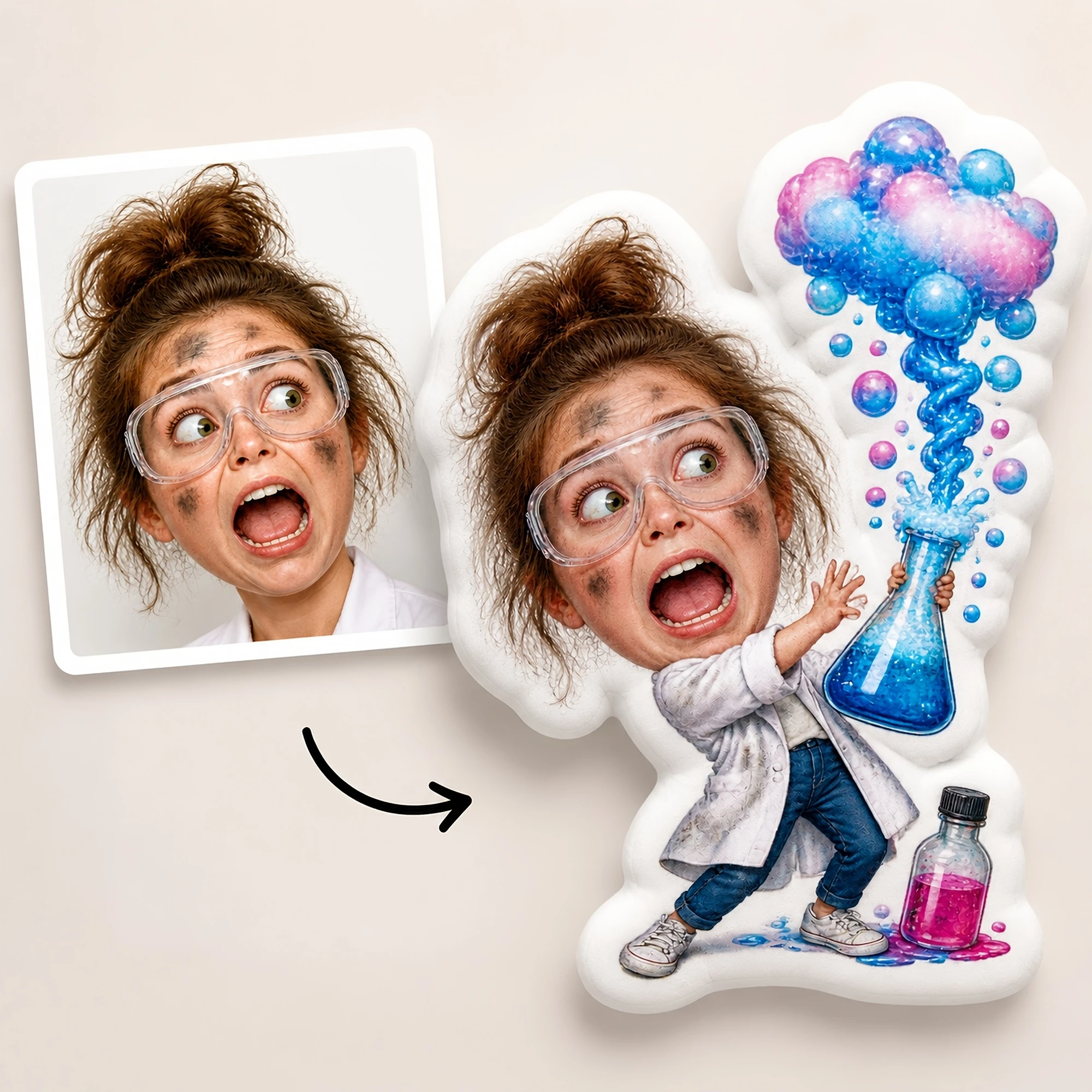 1pc Custom Double Sided Printed Creative Funny Shaped Pillow for Home Decor, Science Lab Enthusiast Gift and Whimsical Room Acce