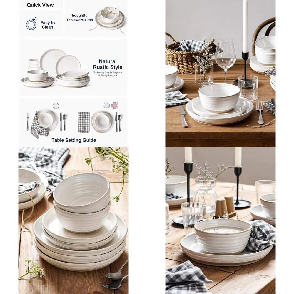 

Набор посуды из 12 предметов: 28-унцевые миски, 8 салатных тарелок, 10 обеденных тарелок, пригодны для использования в духовке, белые.