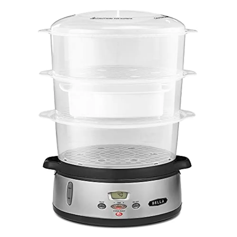 

9.5 QT Triple Tier Digital Food Steamer Healthy Fast Simultaneous Cooking Stackable Baskets for Vegetables or Meats Rice/Grains
