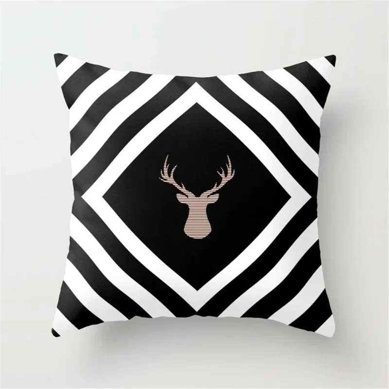 Nordic Black and White Cushion Cover Polyester Geometric Pillow Cover Decorative Sofa Pillows Fashion Pillowcase 45*45CM