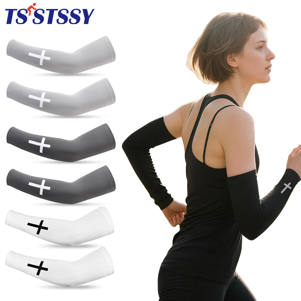 1Pair UV Cooling Arm Sleeves Sun Protection Men Women Arm Sleeves Christian, Sports Cycling Working Football Baseball Volleyball