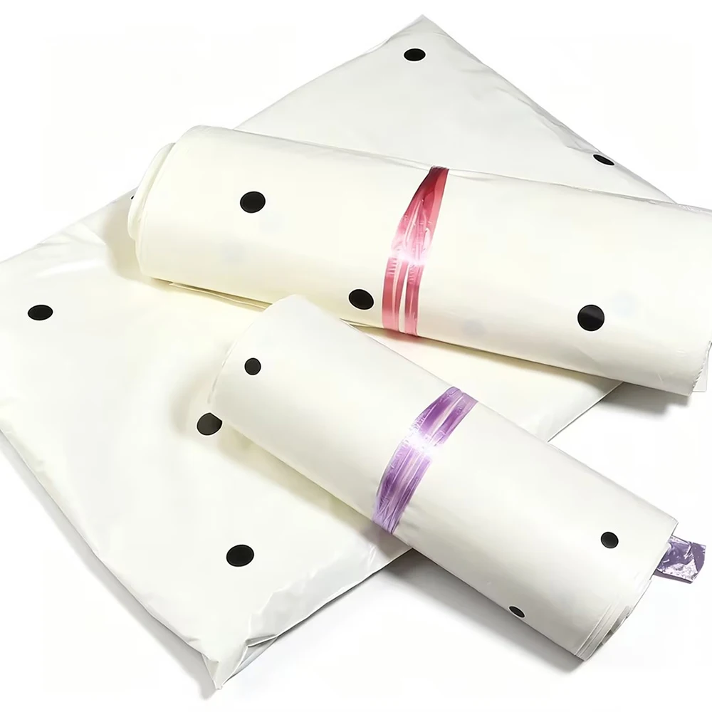 10pcs Beige Polka Dot Self-adhesive Express Delivery Bags Waterproof Plastic Packing Bags Gift and Clothing Storage Bags