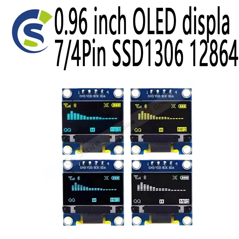 Модуль дисплея IIC SPI Serial 7/4Pin, 0,96 дюйма, белый/синий/желтый, синий/желтый