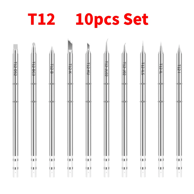 10pcs T12 Set Soldering Iron Tips Various Models T12-K KU ILS J02 JL02 BC3 D12 BL Universal T12 Welding Station Digital