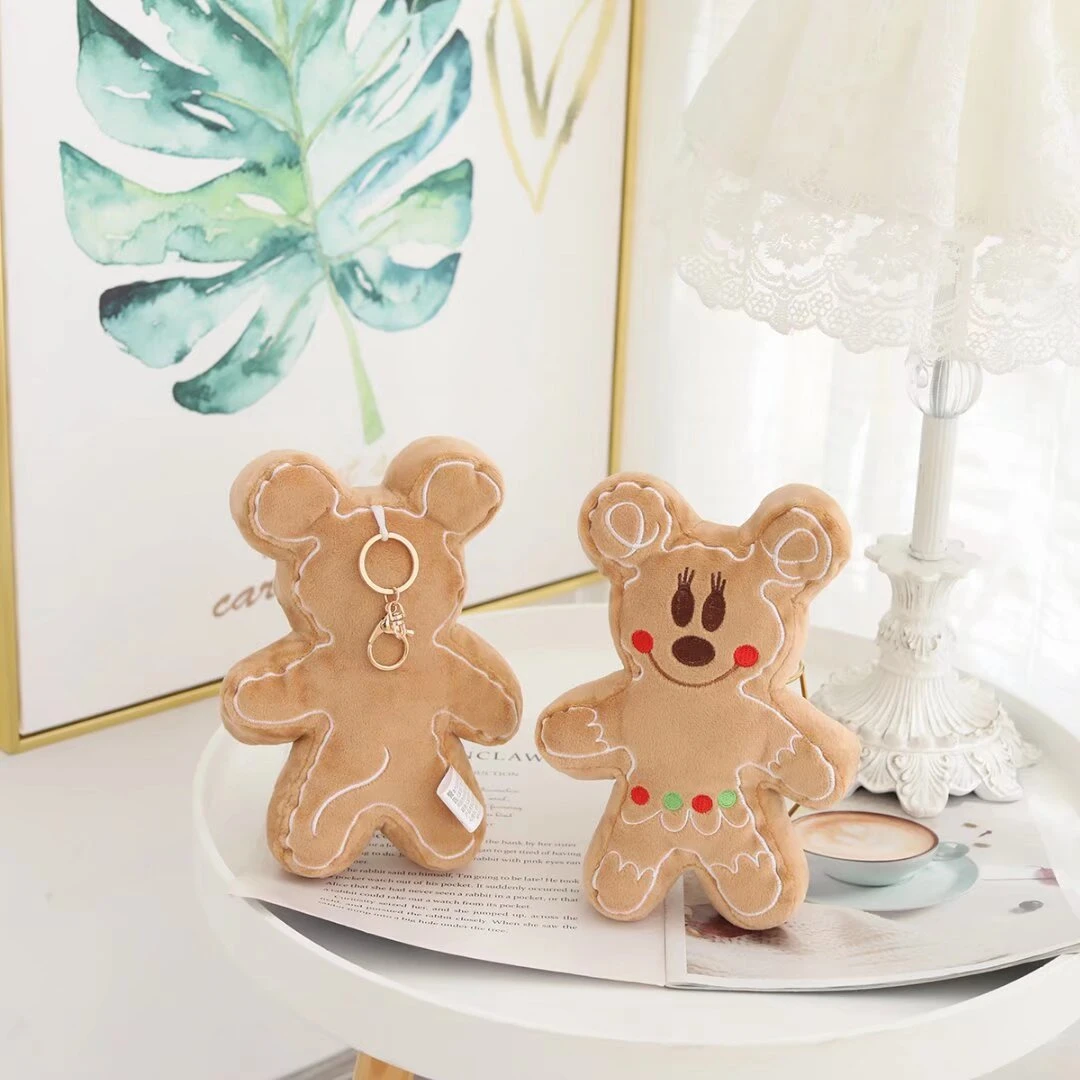 Disney Mickey Mouse Gingerbread Man Plush Toy Disney Minnie Gingerbread Man Pendant Stuffed Pillow Xmas Gifts