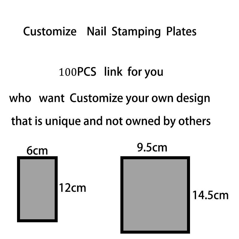 100Pcs/Design OEM Custom DIY Nail Stamping Plates Stainless Steel Nail Art Plate Stamping Template with Your Own Design Drawings