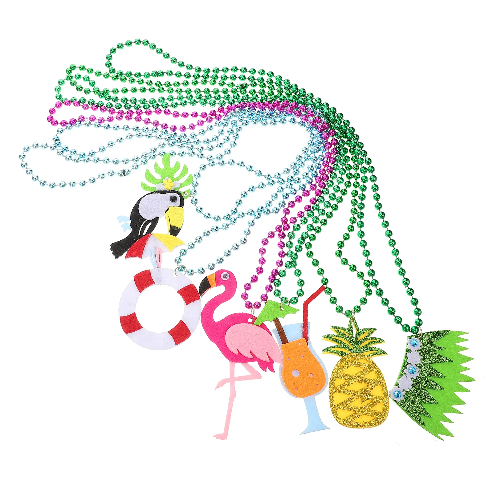 

6Pcs Hawaiian Themed Necklace Meticulously Crafted Beads Pendant for Beach Vacation Summer Festival Fashion Accessory