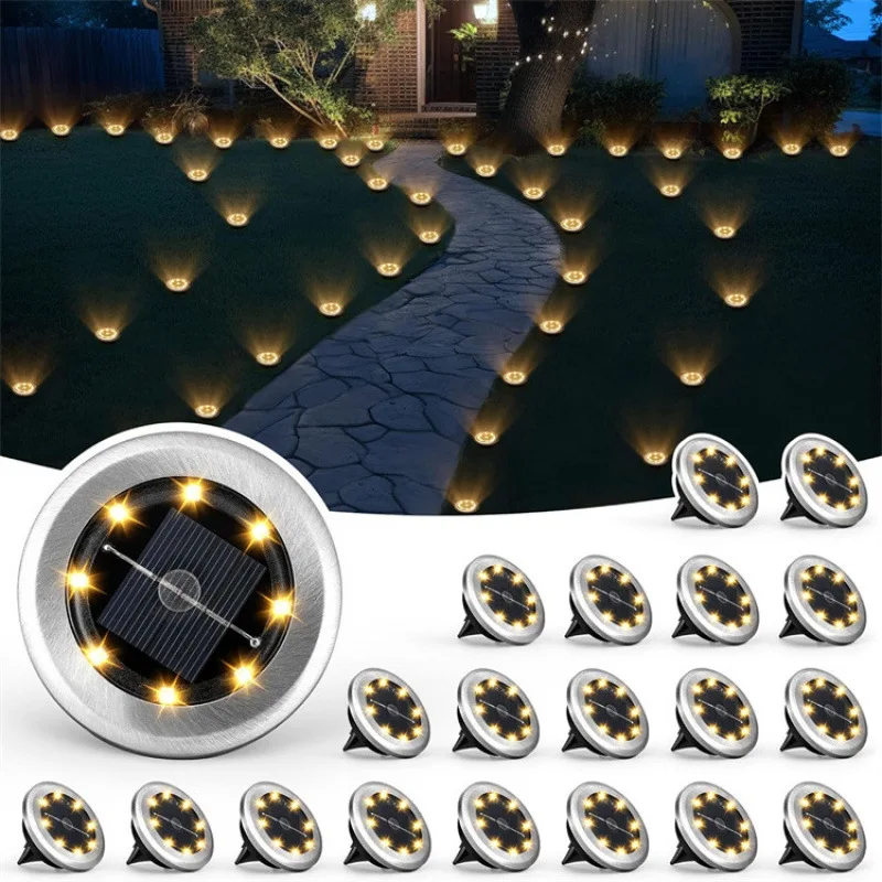

Solar Stainless Steel Underground Lamp Garden Accessories Lights Outdoor Waterproof Wall Light Tiki Decoration Lamps Led Fairy