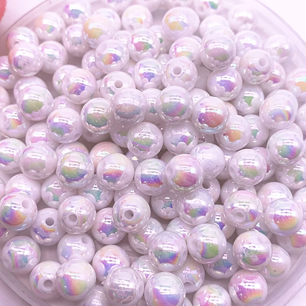 8mm 198pcs Pink Cute And Beautiful Dual AB Color, Acrylic Beads, Suitable for DIY Making Couple Bracelets, Additions