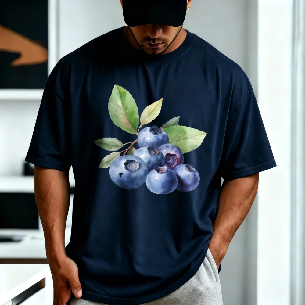 Funny Fruit Blueberry Vintage Graphic T Shirt 80s 90s Retro Vegetables Vegetarian Vegan Tshirt Summer Cotton Man Women Tees