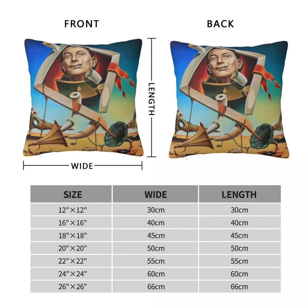 Salvador Dali Square Pillowcase Polyester Linen Velvet Printed Zip Decor Throw Pillow Case Home Cushion Cover Wholesale 18