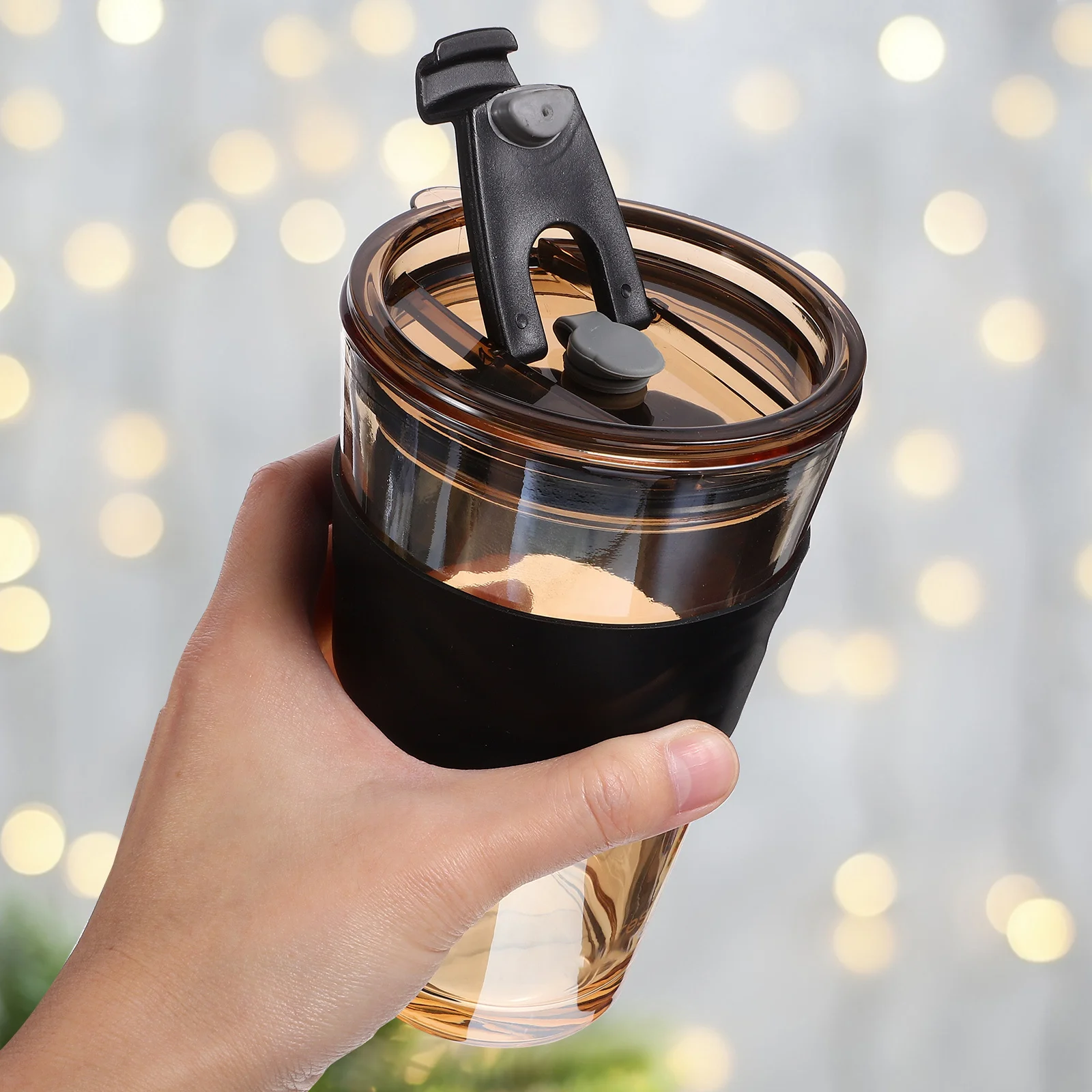 

2Pcs 450ml Glass Water Bottle with Straw for Coffee Tea Beer Juice Stylish Practical Suitable for Home Restaurant