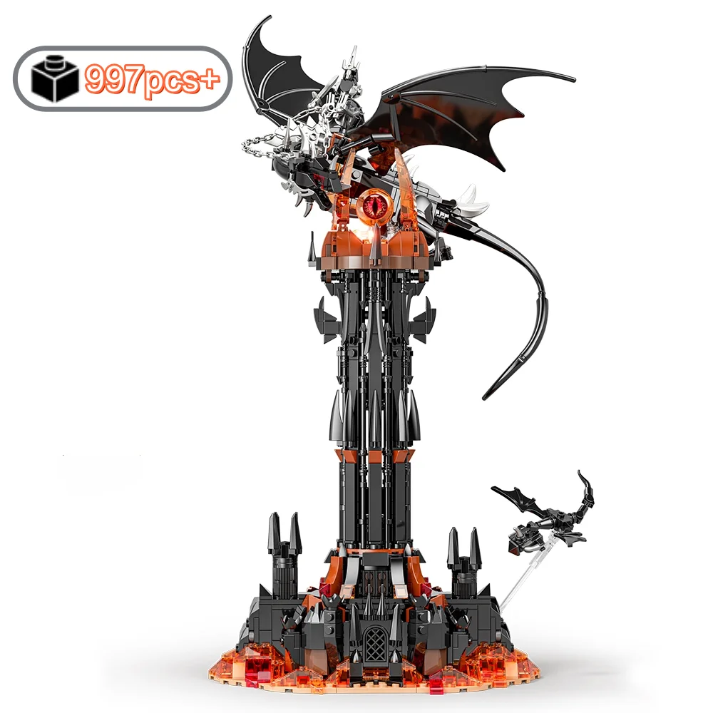 

FUNXINEE креативный волшебный фильм LOTR Dark Tower строительные блоки модель MOC сборка кирпичей игрушки подарок на Рождество и день рождения 997 шт.