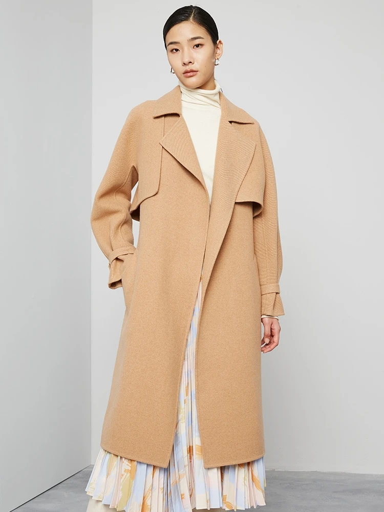 

wei Double-Sided Woolen Coat Jaet Set mat Design Texture Diagonal Stripe Camere Outerwear Tee Ways to Wear