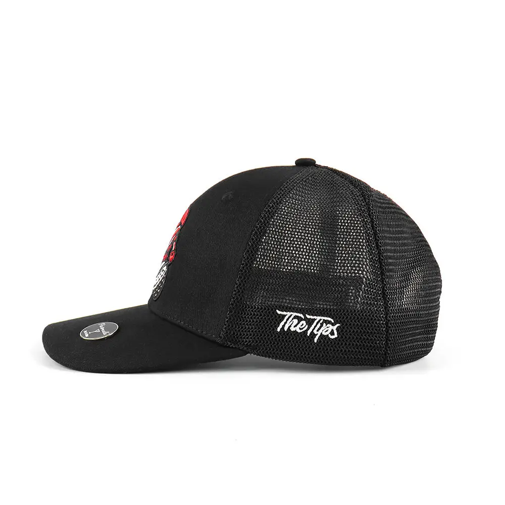Custom Cotton Flat Embroidered Logo Magnetic Golf Ball Pen Truck Driver Hat Breathable Lightweight Hard Panel 112 Mesh view 4