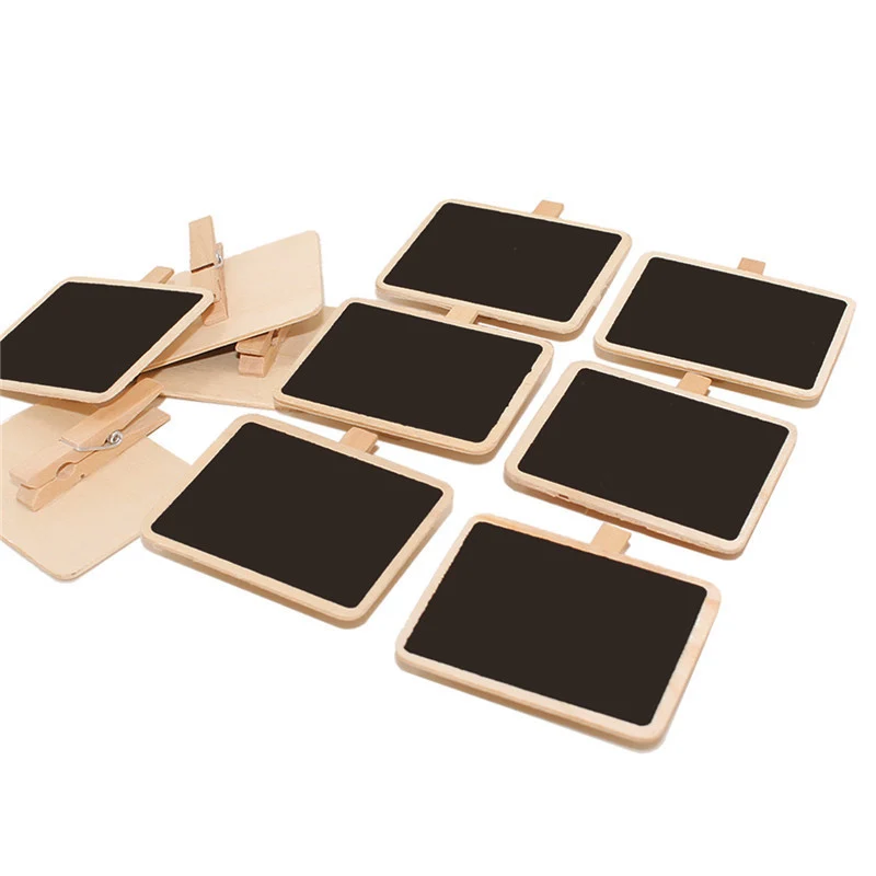 A Set Of 10 Miniature Wooden Blackboard Clips For Message Notes, Ideal For Home And Store Decorations