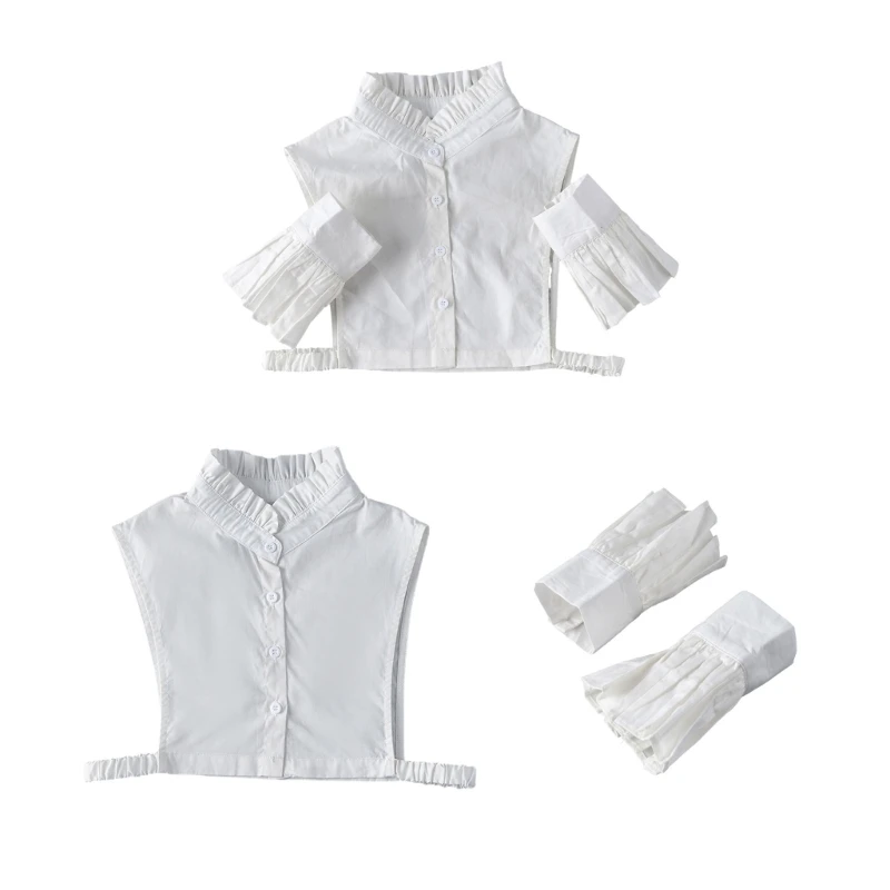 

Girls White Color Wrist Cuffs Decorative Sleeve Layered False Collar Shirt Decor Dropship