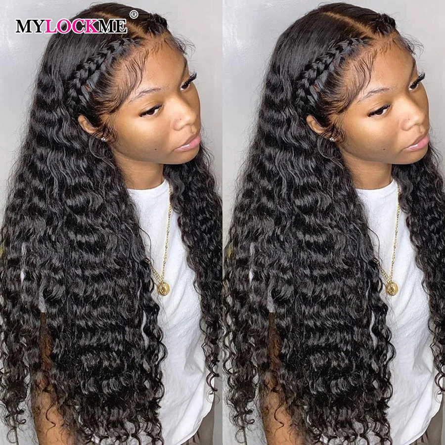 

4x4 Closure 28 Inch Lace Front Human Hair Wig Grade 10 Deep Wave Mylockme 4x4 Closure Cheap Human Hair Wigs On Sale Clearance