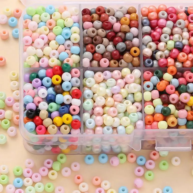 

100pcs 4mm Colorful Round Beads Loose Spacer Seed Beads For Jewelry Making DIY Charm Bracelet Necklace Accessories