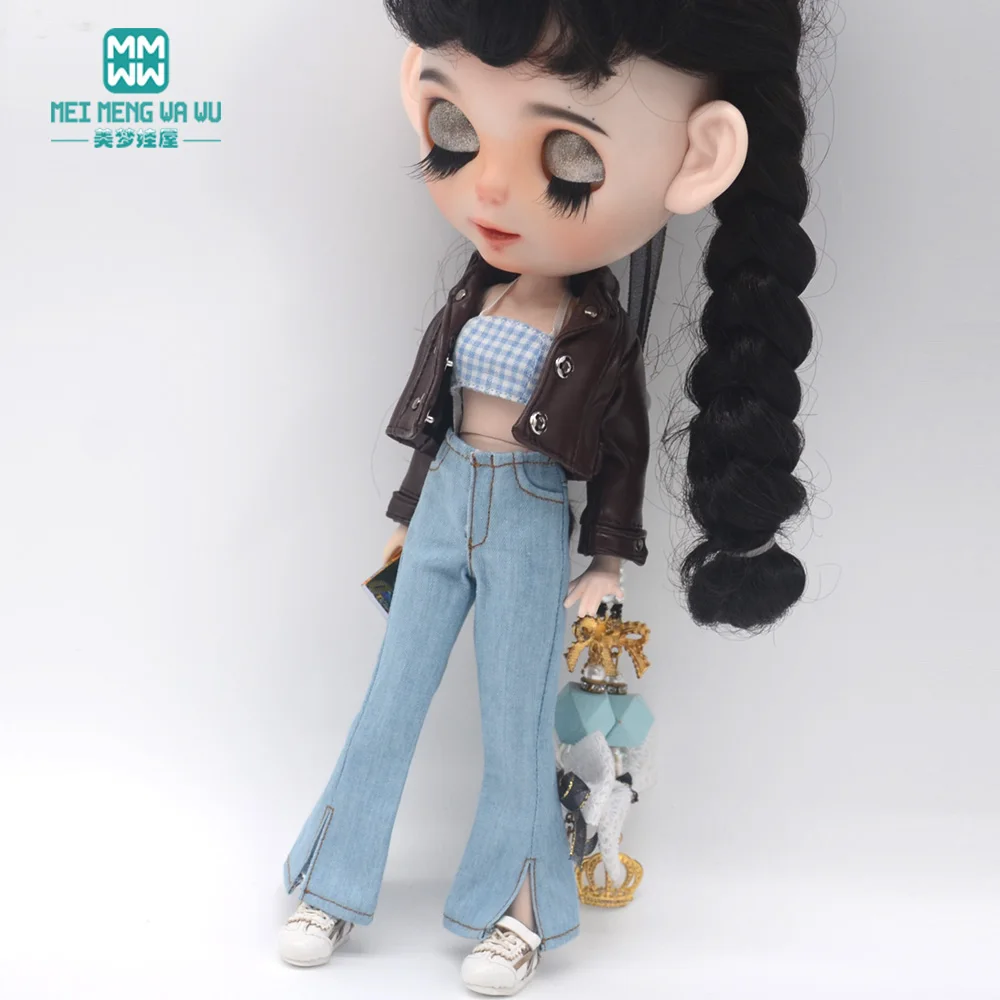 Blyth Puppenkleidung 28–30 cm Azone OB24 Zubehör Spielzeug Mode Lederjacken Jeans Schlaghose Tube Top Geschenke für Mädchen – Detail 3