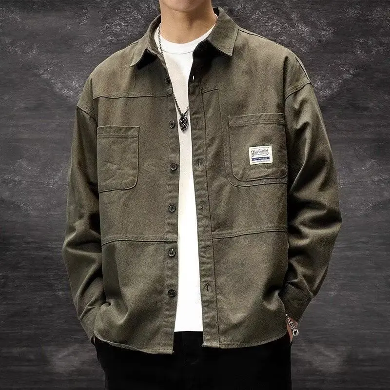 

Wear-Resistant Long Sve Casual irt for Men Spring Autumn Workwear Retro Sle Busin Casual Dirt-Resistant Mens irt