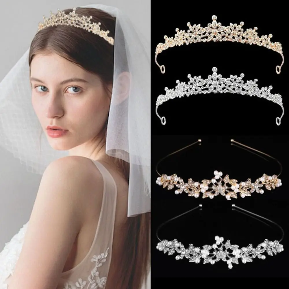 2 قطع العروس غطاء الرأس زهرة كريستال تيارا قرط كبس تألق حجر الراين الملكة تاج الأميرة عقال مجوهرات الزفاف الفاخرة
