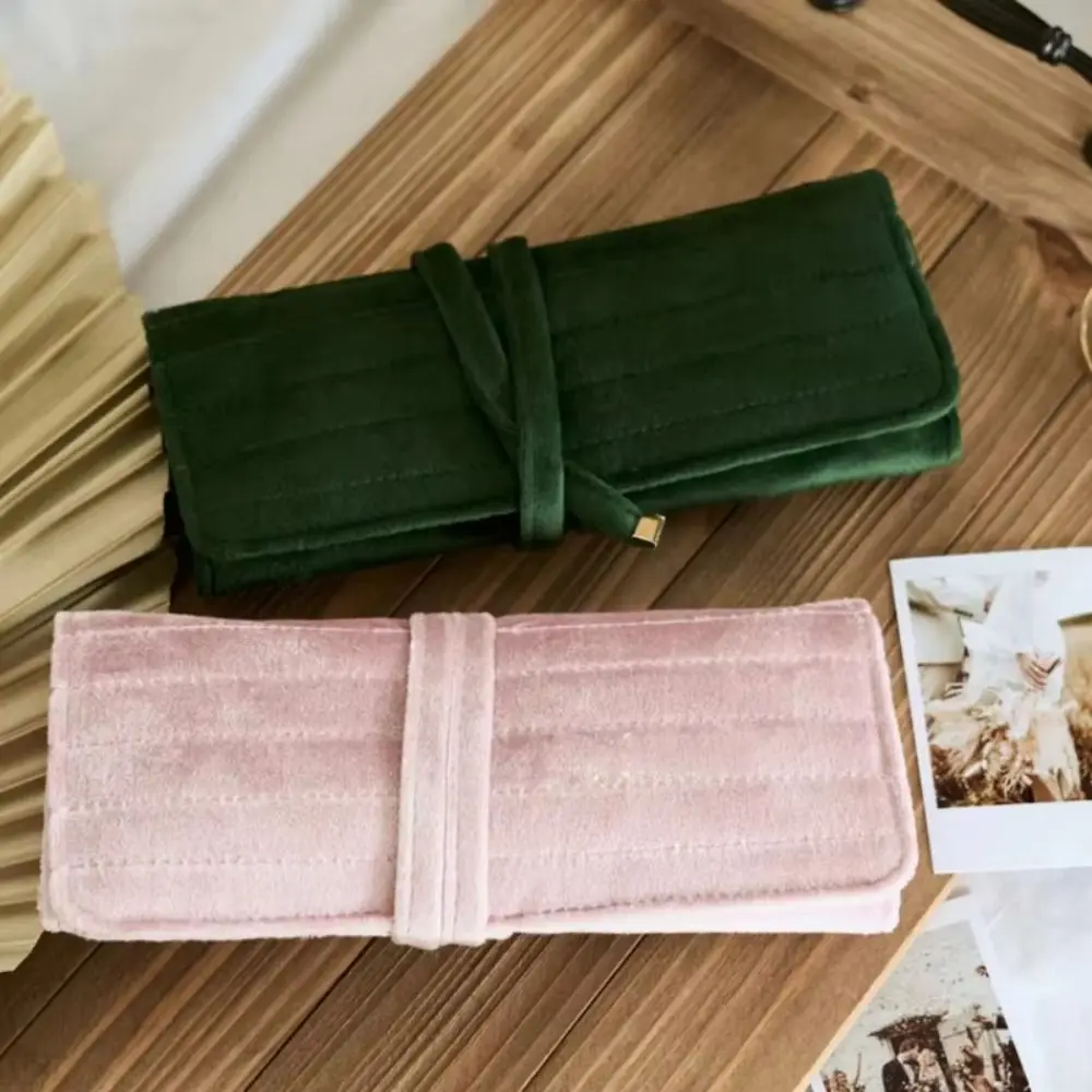 

Lace Up Velvet Jewelry Packing Bag Earrings Large Capacity Jewelry Storage Bag Organizer Roll Pack Velvet Jewelry Holder Gift