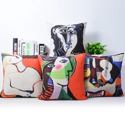 Nordic Cotton and Linen Pillowcase, Sofa Cushion Cover, Picasso Painting