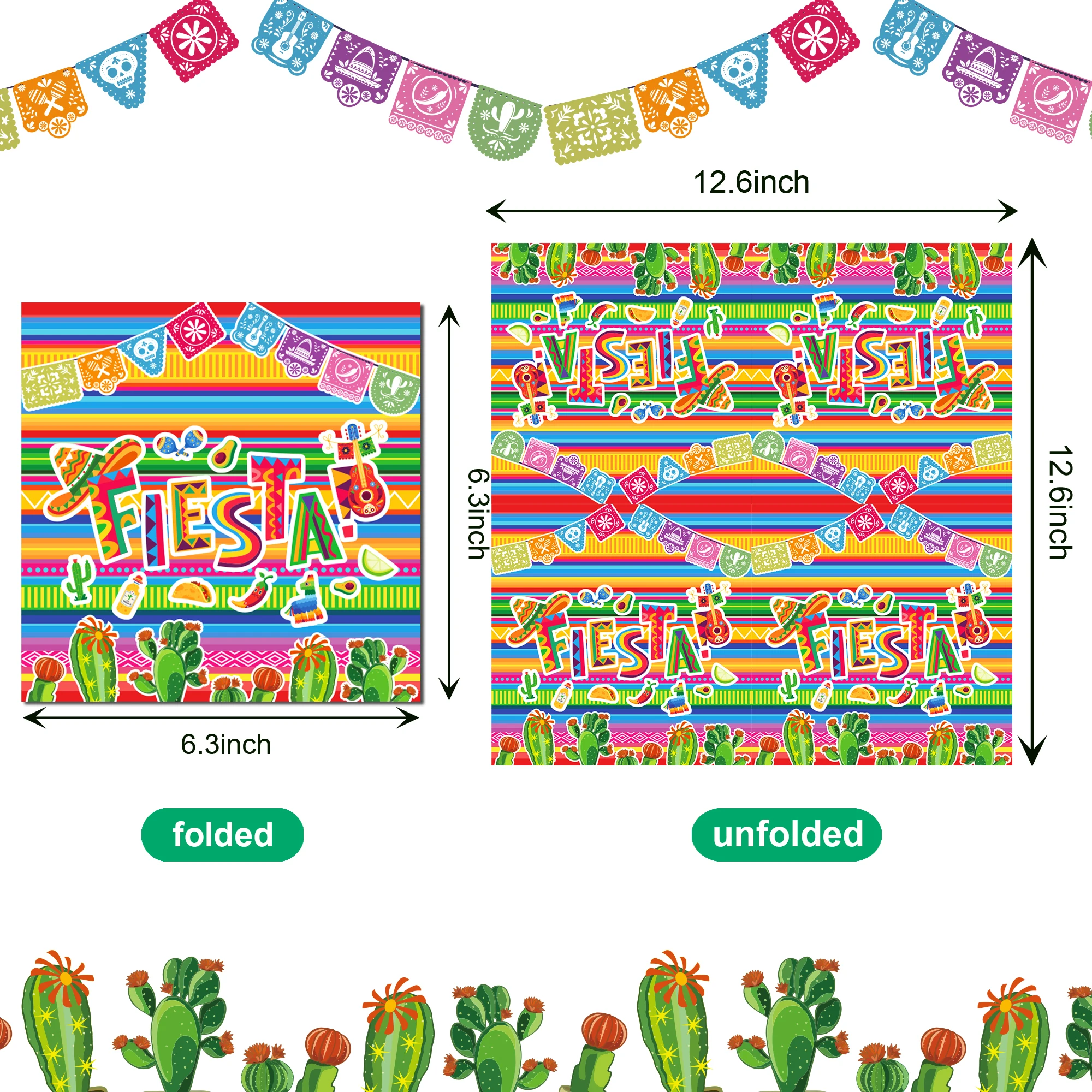 Mexikanische Fiesta Cctus Party Einweggeschirr Sets Pappteller Tassen Servietten Mexikanische Cinco De Mayo Party Geschirr Dekor – Detail 8