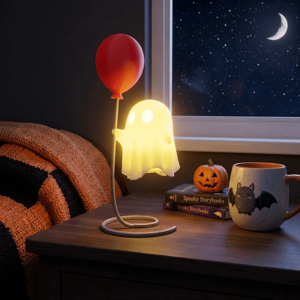 Cute Shape Glowing Ghost Figurine Soft LED Glow Compact Size Halloween Party Decor Fine Workmanship Lively Design Home Decor
