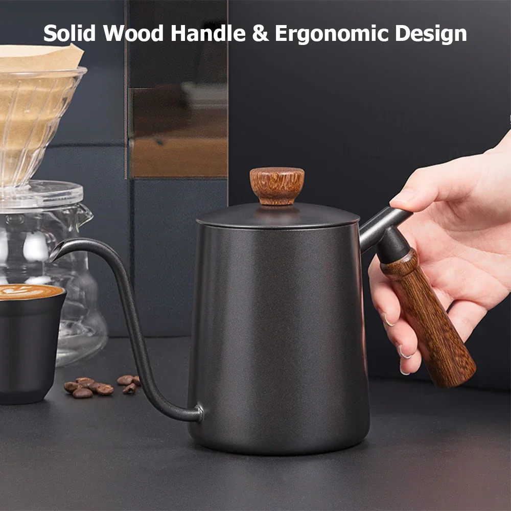 صنبور لتخمير غلاية القهوة المصنوعة من الفولاذ المقاوم للصدأ سعة 600 مل لصب فوق وعاء القهوة بدقة