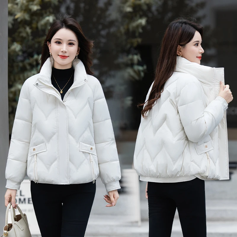 

Faionable Thiened пуховое хлопковое куртка женское маленького размера, зимнее новое пальто свободного кроя, утягивающая хлопковая верхняя одежда