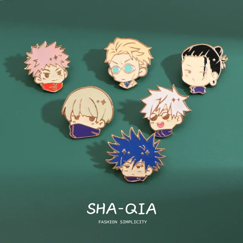 Anime Jujutsu Kaisen Gojo Satoru Itadori Yuji Alloy Pendant Enamel Pin Keychain Metal Badge Cartoon Brooches Collection Gifts