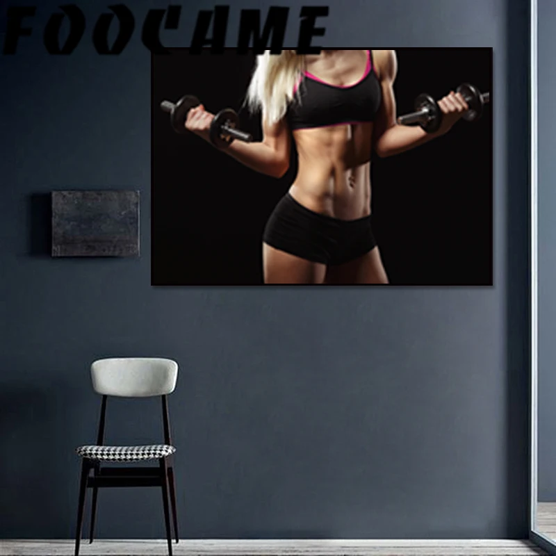 Exercising Muscles Women Fitness Sports Bodybuilding Posters for Gym Decorative Prints Wall Painting Canvas Art Working Out Room