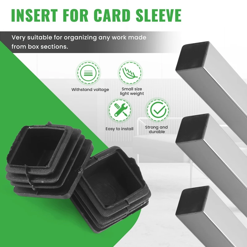 Promotion! Chair Leg Plastic Blanking End Cap Square Tube Insert Black 20Mmx20mm 50Pcs