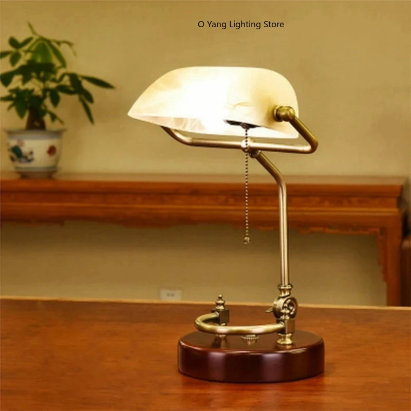 Amerikanisches Retro-Schlafzimmer, Nachttisch, Arbeitszimmer, Wohnzimmer, grüne Glasabdeckung, Leseschlafzimmer, Nachttischlampe, inklusive Glühbirnen